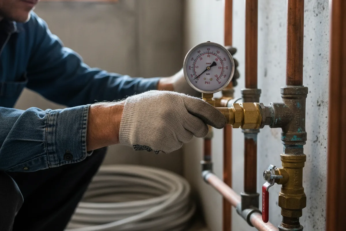 Pressure testing a repaired line during Water Line Repair in Rochelle